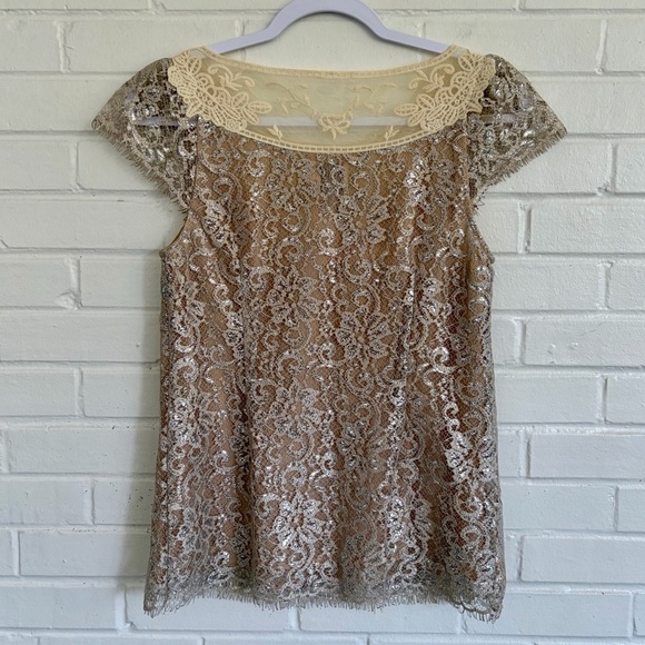 HD in Paris by Anthropologie Metallic Lace Top SZ 2 EUC - Picture 9 of 10